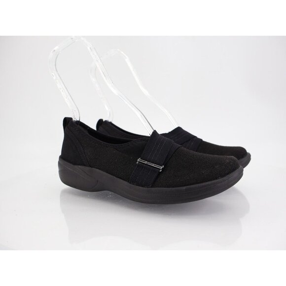 Bzees Women's Niche Slip On Sz 8.5 Sport Flat Shoe Sneaker Black Fabric Stretch - Picture 1 of 13